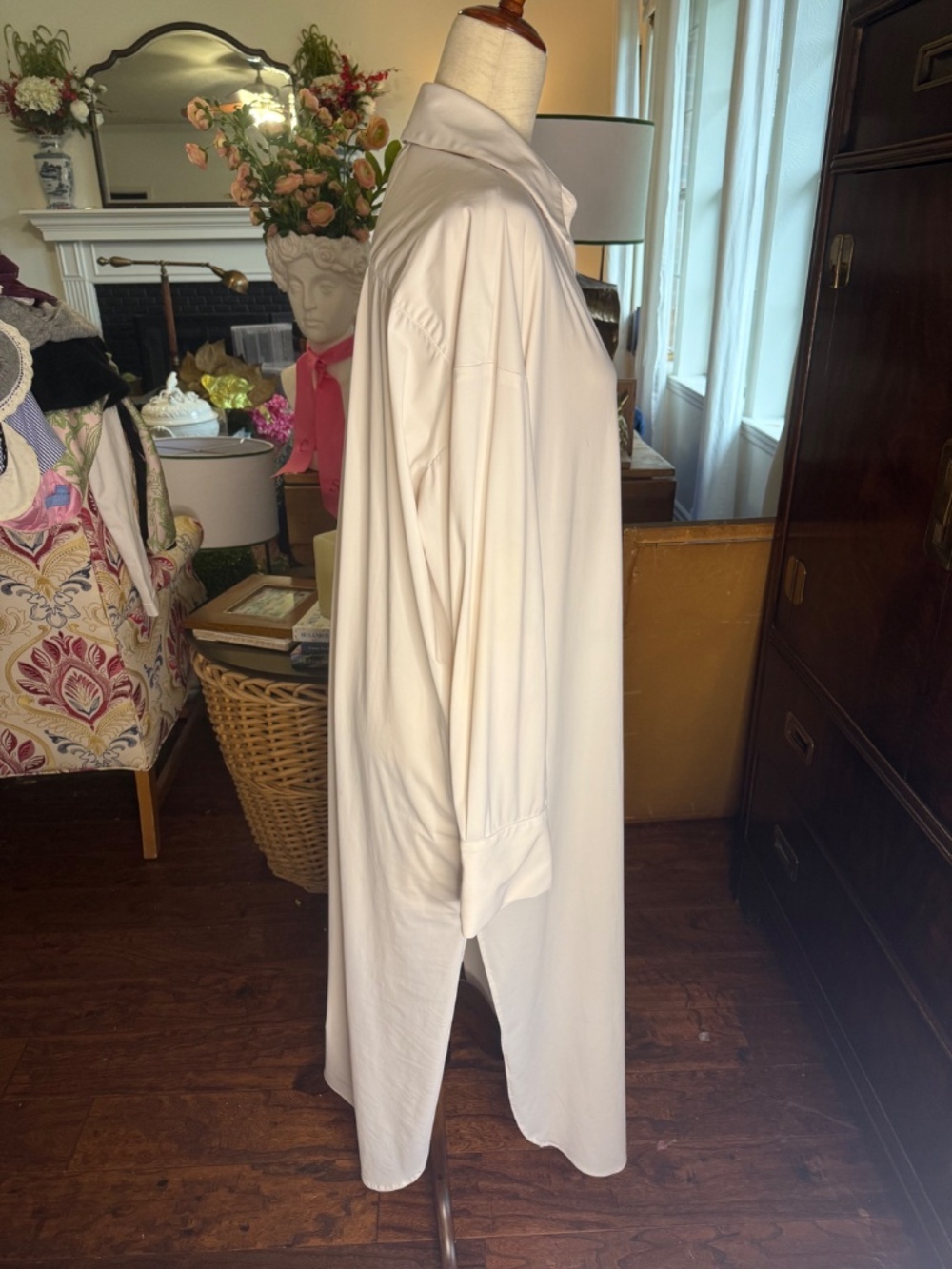 ONA "Tropez II" white oversized shirt dress sz M / L - Picture 2 of 10